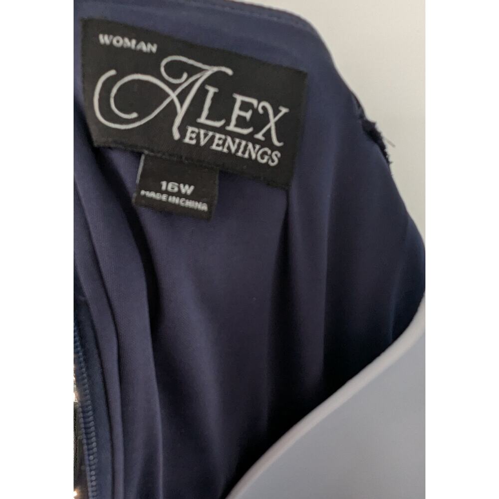 ALEX Evenings Navy Blue Dress Formal Gown Long Maxi Plus NEW - Picture 12 of 15
